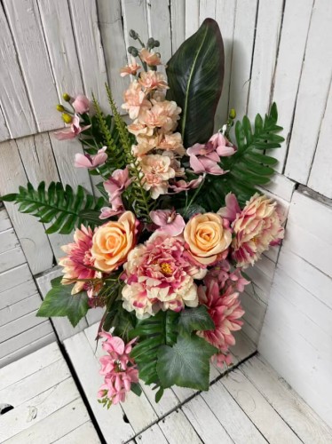 ostróżka piekna komplet nagrobny taie stroiki i bukiety na grob wiazanka na cmentarz lampa elegancka kompozycja.jpg