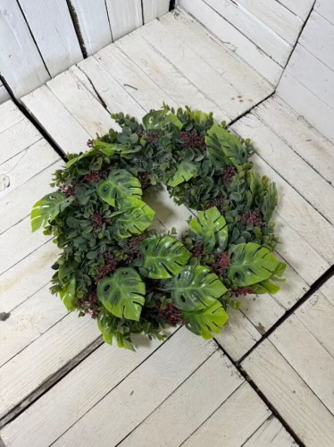 wianek na drzwi cały zielony liscie zielone wianki wineczki.jpg
