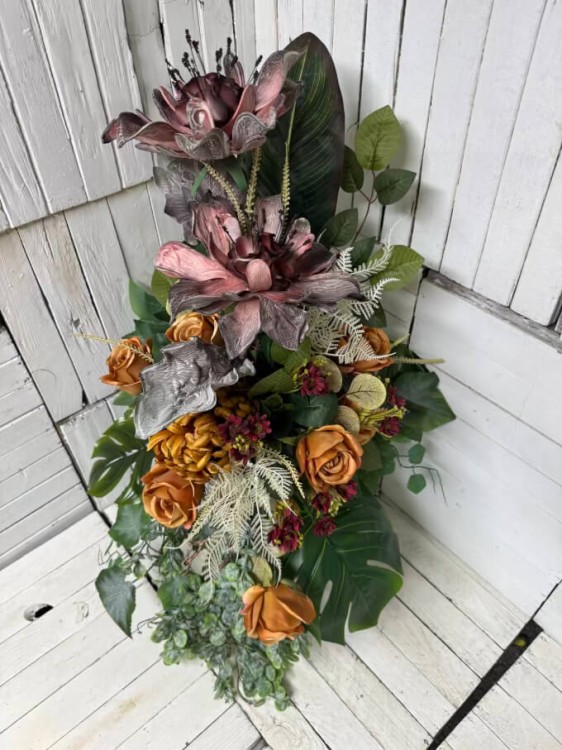 nowoczesny bukiet na mentarz 80 cm wielki duzy stroik do wazonu.jpg