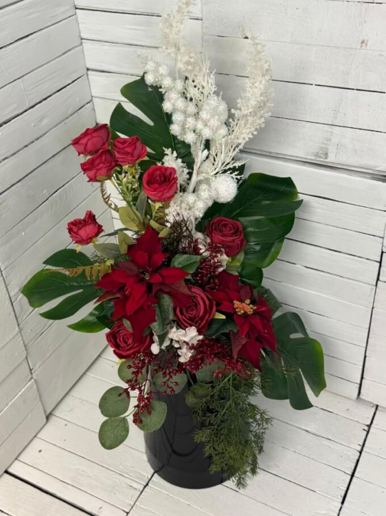 bukiet na cmentarz -do wazonu-roza-czerwona-boze narodzenie.jpg