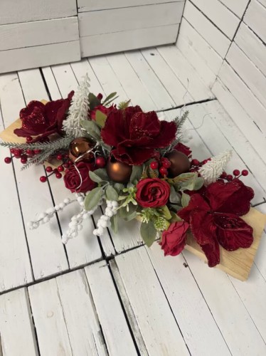 dekoracja świąteczna bożonarodzeniowa elegancka pasująca na stół komodę, nagrobek .jpg