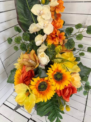 nowosc kwiaty na grob elegancki bukiet wiazanka ze slonecznikiem wiosna nowosci.jpg