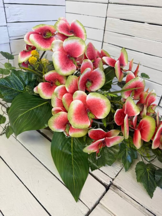 nowosci kwiaty na cmentarz -stroik na grob-stroiki wiazanki arbuzowe storczyki