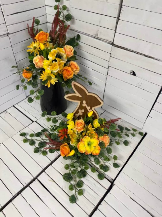 kompozycja-komplet na cmentarz wiosenny-kwiaty na cmentarz-wielkanocne-komplety-na-grob