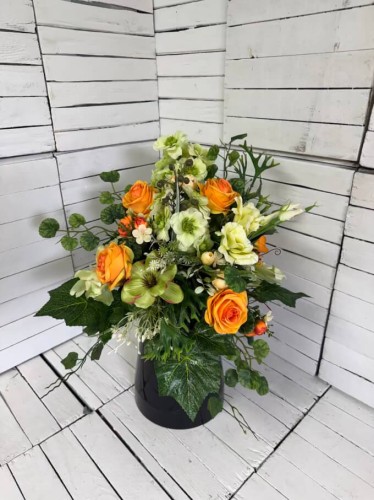 wiazanka-piekna-elegancki -bukiet-na-okraglo-rozyczki-eustoma-wiazanka-na-cmentarz-do-wazonu