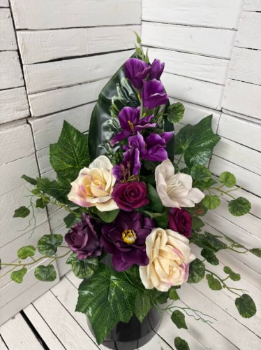 wiazanka-bukiet-stroik-na-cmentarz-bukiet-kompozycja-nagrobna-kwiaty-na-grob-mieczyki-tanie-w-dobrej cenie