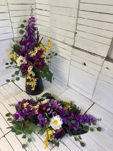 kwiaty-stroiki-nowoczesne-komplety-stroik-bukiet-ostróżka-kwiaty mieszne-nagrobne