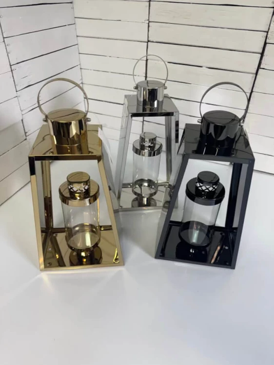 piekne rozne lampy Metalowa latarnia nagrobna w kolorze czarnym znicze srebrna zlota