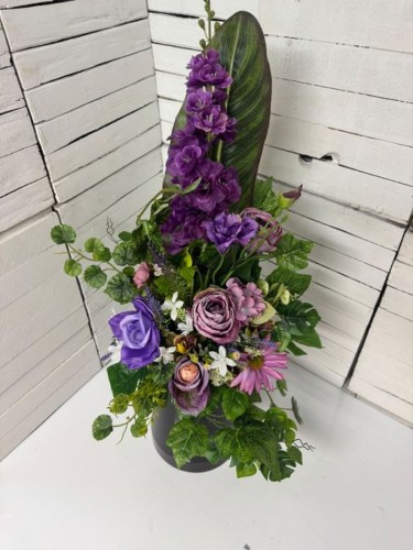 Bukiet do wazonu na cmentarz 60 cm z magnolią i różą