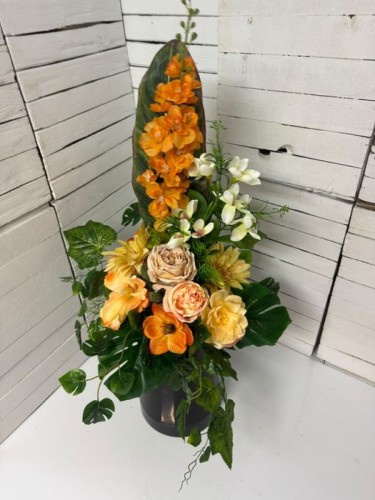 Bukiet do wazonu na cmentarz 60 cm z magnolią i różą
