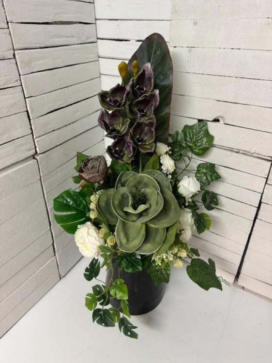 Bukiet w odcieniach zielono-brązowy z cymbidium.